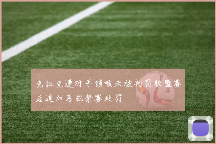 克拉克遭对手锁喉未被判罚联盟赛后追加恶犯禁赛处罚